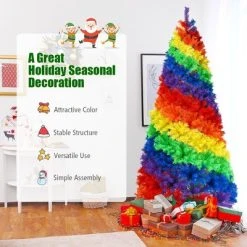 Costway 7FT Artificial Hinged Colorful Rainbow Full Fir Christmas Tree with 1213 Tips -Northlight Christmas Store GUEST c7226676 8e16 48fe 9476 0c535b7a3d85