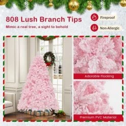 Costway 6 FT Flocked Artificial Christmas Tree Hinged with 350 LED Lights 808 Branch Tips -Northlight Christmas Store GUEST c785ab09 0e88 4450 981d b2ad808a46c5
