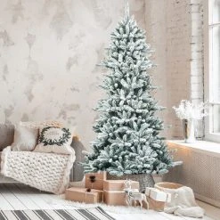 Tangkula 7ft Snow Flocked Fir Artificial Christmas Tree Hinged Decoration Pine Tree -Northlight Christmas Store GUEST c7ca210c 58ae 4002 a050 fadac9fedb38