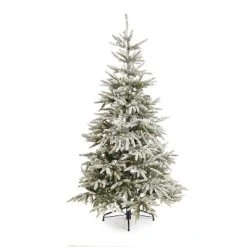 Home Heritage Snowy Abies Pine Prelit Flocked Artificial Christmas Tree, Clear Dimmable Fairy Lights, Quick Set-Up, PVC Tips, Stand, Green -Northlight Christmas Store GUEST c8079bca 9b76 48ec a87e fa04cbb52d08
