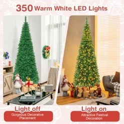 Tangkula 7.5ft Pencil Christmas Tree Pre-Lit Hinged Artificial Decoration w/ 350 Warm White Lights -Northlight Christmas Store GUEST c8575f5a 5ce0 4736 a5be ee85763f8907