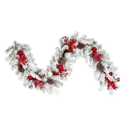 Vickerman Flocked Red and Silver Artificial Garlands 9 Vickerman Flocked Red and Silver Artificial Garlands - Image 7