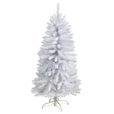 Nearly Natural 4-ft Slim White Artificial Christmas Tree with 100 Warm White LED Lights and 293 Bendable Branches 4 Nearly Natural 4-ft Slim White Artificial Christmas Tree with 100 Warm White LED Lights and 293 Bendable Branches - Image 2