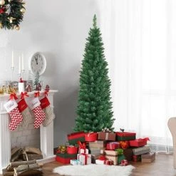 Costway 5'/6'/7'/8' /9' PVC Artificial Pencil Christmas Tree Slim Green -Northlight Christmas Store GUEST c9ce9bbd 453f 4b78 877a 80365a42797b