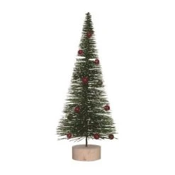 Transpac Artificial 14.17 in. Green Christmas Bottle Brush Tree with Ornaments