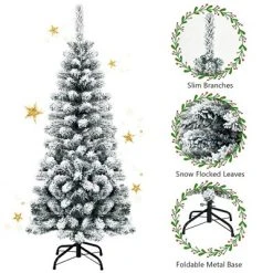 Costway 4.5Ft Unlit Hinged Snow Flocked Artificial Pencil Christmas Tree w/ 242 Branch -Northlight Christmas Store GUEST ca7f71fa bdea 49f2 8fc4 1ce279b04a94