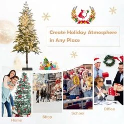 Tangkula 6ft Artificial Snow Flocked Pencil Christmas Tree Pre-Lit Faux-Pine Tree W/250 Warm White LED Lights -Northlight Christmas Store GUEST cb14be51 4a67 4e9e bbd1 bffdb9e2704b