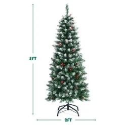 Costway 5ft Pre-lit Artificial Hinged Pencil Christmas Tree Decorated Snow Flocked Tips -Northlight Christmas Store GUEST cb618222 874c 4e66 9b75 0cc8eb744688