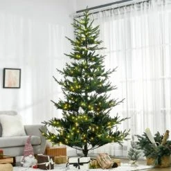 HOMCOM 8 Foot Prelit Artificial Christmas Tree with 1026 Realistic Branches, Warm White LED lights, Auto Open, Green -Northlight Christmas Store GUEST cbb3d51f f3f8 43f8 b80f 62d712c0aab7