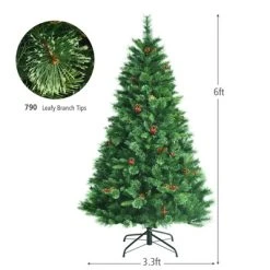 Tangkula Pre-Lit Christmas Spruce Tree Hinged Artificial Tree, Party Decoration w/ Tips, Lights, Pine Cones -Northlight Christmas Store GUEST cc326cae 6d75 4409 a132 8bd3ac259250