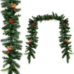 Costway 9Ft Pre-lit Artificial Christmas Garland Red Berries w/ 100 LED Lights & Timer -Northlight Christmas Store GUEST cccb789d aeab 46eb 928a 602e07d27813