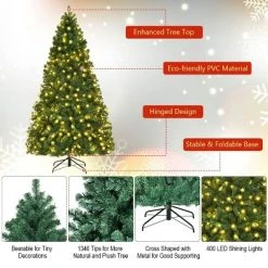 Costway 7Ft/7.5Ft/8Ft Pre-Lit PVC Christmas Tree Hinged 300/400/430 Lights -Northlight Christmas Store GUEST cce4d30a bc9d 46d6 912f 9b7054aa1bf9