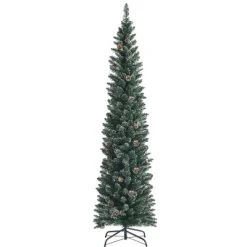 Costway 5ft/6ft/7ft Unlit Snowy PVC Artificial Slim Christmas Pencil Tree with Pine Cones -Northlight Christmas Store GUEST cdbb590d 8c9e 470d 92ba 9233c55399c7