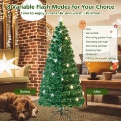 Tangkula 4/5/6/7 FT Artificial Christmas Tree Prelit Fiber Optic Xmas Tree w/ Warm White Lights 8 Light Modes -Northlight Christmas Store GUEST ce8a14ac 2b3b 438a addb 2cea49a6e491