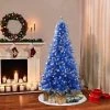 6.5ft Puleo Pre-Lit Blue Artificial Christmas Tree Clear Lights
