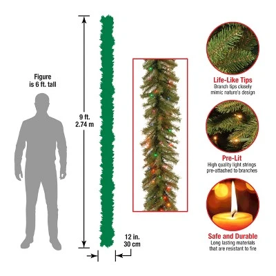 National Tree Company Pre-Lit Artificial Christmas Garland, Green, Evergreen, Multicolor Lights, Plug In, Christmas Collection, 9 Feet 5 National Tree Company Pre-Lit Artificial Christmas Garland, Green, Evergreen, Multicolor Lights, Plug In, Christmas Collection, 9 Feet - Image 3