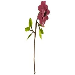 Northlight 21.5" Pink Heart Flower with Stem and Leaves Christmas Pick