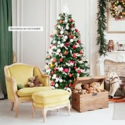 Tangkula Premium Unlit Christmas Tree, Snow Flocked Hinged Artificial Christmas Tree Pine Full Tree with Solid Metal Stand -Northlight Christmas Store GUEST d02b650d f817 4ec2 b34f 0ce950dcfbaf