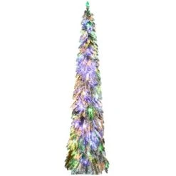 HOMCOM Pencil Prelit Artificial Christmas Tree Holiday Decoration with Snow-flocked Downswept Branches, Warm White or Colorful LED Lights -Northlight Christmas Store GUEST d0b21f94 1bb7 4a00 a531 d2ebb1c880c7