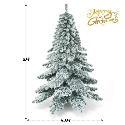 Tangkula Snow Flocked Artificial Christmas Tree Hinged Alaskan Pine Decoration Tree 6 Tangkula Snow Flocked Artificial Christmas Tree Hinged Alaskan Pine Decoration Tree - Image 4