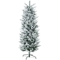 HOMCOM Artificial Christmas Tree Holiday Decoration with Snow Flocked Branches, Auto Open, Steel Base -Northlight Christmas Store GUEST d14afa3e 1fb8 4b7a 8a01 2b5ada88cbda