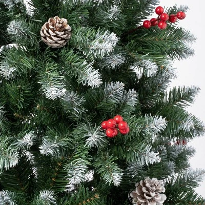 National Tree Company First Traditions 7.5' Unlit Slim Cullen Hinged Artificial Christmas Tree with Berries & Pinecones 4 National Tree Company First Traditions 7.5' Unlit Slim Cullen Hinged Artificial Christmas Tree with Berries & Pinecones - Image 2