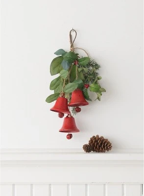 Sullivans Artificial Pine and Bell Drop Garland 13"H Green 3 Sullivans Artificial Pine and Bell Drop Garland 13"H Green