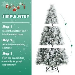 Costway 6ft Artificial Christmas Tree, Snow Flocked Hinged Xmas Tree w/ Pine Needles, Red Berries, Pine Cones & Metal Base -Northlight Christmas Store GUEST d2fbc0b8 420e 4300 aa75 1d30c1960a2a