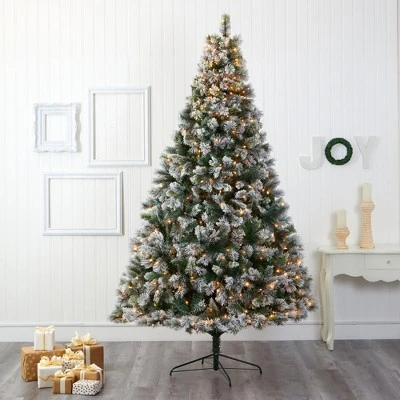 Nearly Natural 9-ft Flocked Oregon Pine Artificial Christmas Tree with 600 Clear Lights and 1580 Bendable Branches 6 Nearly Natural 9-ft Flocked Oregon Pine Artificial Christmas Tree with 600 Clear Lights and 1580 Bendable Branches - Image 4