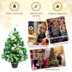 Tangkula 2ft Pre-lit Tabletop Christmas Tree Mini Artificial Evergreen Christmas Tree with Timer & Rich Ornaments -Northlight Christmas Store GUEST d310151c 4b66 4a77 8d66 f8124268d983