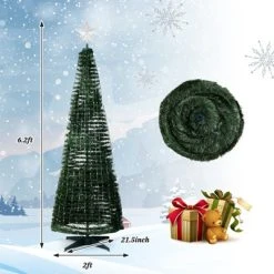 Tangkula 6FT Pop-up Pre-lit Christmas Tree Collapsible Artificial Xmas Tree w/282 RGB Multi-color Lights Tree Top Star, Metal Base -Northlight Christmas Store GUEST d385a57a 70c8 44a0 b291 988b7df2b02f