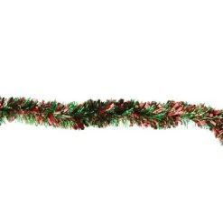 Northlight 12' x 3.5" Unlit Green/Red Wide Cut Christmas Tinsel Garland