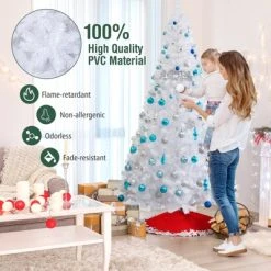 Tangkula 7ft White Artificial PVC Christmas Tree Festive Winter Tree w/ Stand Indoor/Outdoor -Northlight Christmas Store GUEST d3ffe9ab bbd7 47d6 9875 c571e7cbbb97