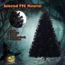 Costway 7.5Ft or 6Ft Hinged Artificial Halloween Christmas Tree Full Tree with Metal Stand Black -Northlight Christmas Store GUEST d40ee313 3dd2 4757 8303 389c9625c48b