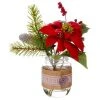 Allstate Floral 9.5" Red and Green Cabin Artificial Pine Tree Needles Winter Floral Arrangement -Northlight Christmas Store GUEST d4550b17 ddf2 4137 aeae 2bb0360d4dc8