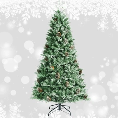 Tangkula 7 Ft Artificial Christmas Tree Mixed PE & PVC Xmas Tree Office and Party Festival Holiday Decor Green 11 Tangkula 7 Ft Artificial Christmas Tree Mixed PE & PVC Xmas Tree Office and Party Festival Holiday Decor Green - Image 9
