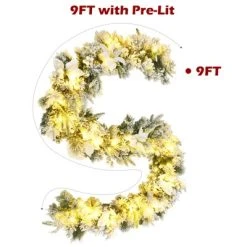 Costway 9ft Pre-lit Snowy Christmas Garland w/ Berries Poinsettia Flowers Timer 13 Costway 9ft Pre-lit Snowy Christmas Garland w/ Berries Poinsettia Flowers Timer -Northlight Christmas Store GUEST d45ed09b 90ac 4b4e 92f6 637b78eae337