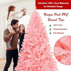 Costway 6Ft Hinged Artificial Christmas Tree Full Fir Tree New PVC w/ Metal Stand Pink -Northlight Christmas Store GUEST d4aa2611 eeed 46d2 83d4 4ae2ca9eb342