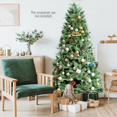 Tangkula 7 Ft Artificial Christmas Tree Mixed PE & PVC Xmas Tree Office and Party Festival Holiday Decor Green 4 Tangkula 7 Ft Artificial Christmas Tree Mixed PE & PVC Xmas Tree Office and Party Festival Holiday Decor Green - Image 2