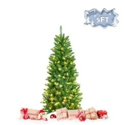 Tangkula Pre-lit Hinged Artificial Pencil Fir Christmas Tree with UL-listed Lights -Northlight Christmas Store GUEST d53c1d70 8aa1 4c75 af41 7be095e2520a