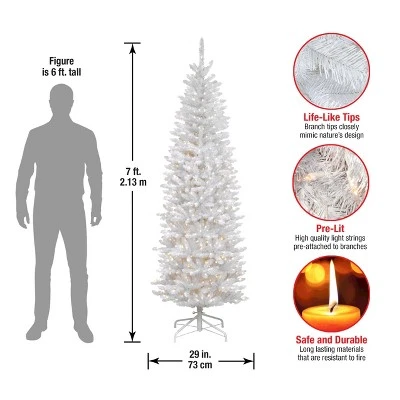 National Tree Company 7 ft Artificial Pre-Lit Slim Christmas Tree, White, Kingswood Fir, White Lights, Includes Stand 6 National Tree Company 7 ft Artificial Pre-Lit Slim Christmas Tree, White, Kingswood Fir, White Lights, Includes Stand - Image 4