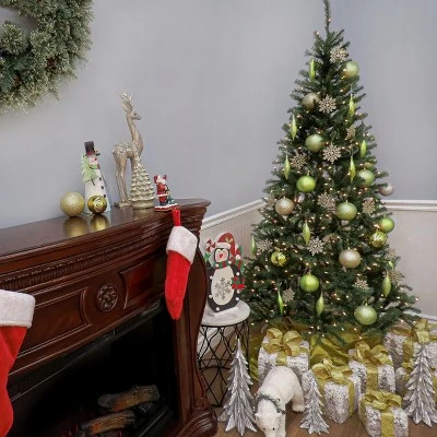 National Tree Company 6 ft Pre-Lit Artificial Slim Christmas Tree, Green, Aspen Spruce, White Lights, Includes Stand 5 National Tree Company 6 ft Pre-Lit Artificial Slim Christmas Tree, Green, Aspen Spruce, White Lights, Includes Stand - Image 3