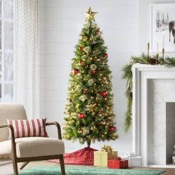 6' Pre-lit Slim Virginia Pine Artificial Christmas Tree Clear Lights - Wondershop™