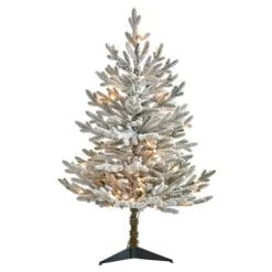 Nearly Natural 3’ Flocked Fraser Fir Prelit LED Artificial Christmas Tree