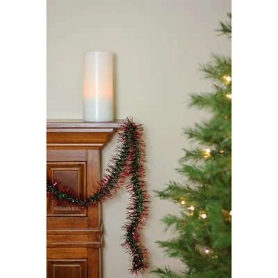 Northlight 50' x 3" Unlit Shiny Red/Green Spiral Center Tinsel Christmas Garland 4 Northlight 50' x 3" Unlit Shiny Red/Green Spiral Center Tinsel Christmas Garland - Image 2