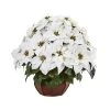 Nearly Natural Poinsettia Artificial Arrangement in Decorative Planter