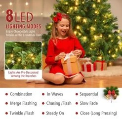 Costway 7ft Pre-Lit Artificial Hinged Christmas Tree w/8 Modes LED Lights and Foot Pedal -Northlight Christmas Store GUEST d6368781 830f 4ca6 8ad0 b20c5b378008