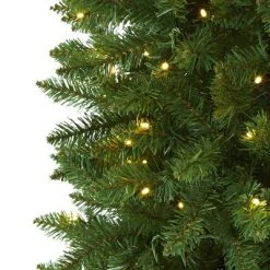 Nearly Natural Pre-Lit LED Slim Green Mountain Pine Artificial Christmas Tree Clear Lights