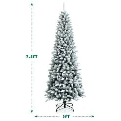 Costway 7.5ft Snow-Flocked Hinged Artificial Christmas Pencil Tree w/ 1189 Mixed Tips -Northlight Christmas Store GUEST d717c9ce 41bb 4711 8c47 c0800434c351