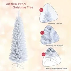 Costway 5ft Unlit Artificial Slim Pencil Christmas Tree with Metal Stand White -Northlight Christmas Store GUEST d7d1bede 92f3 4565 8d17 2fd1be532661
